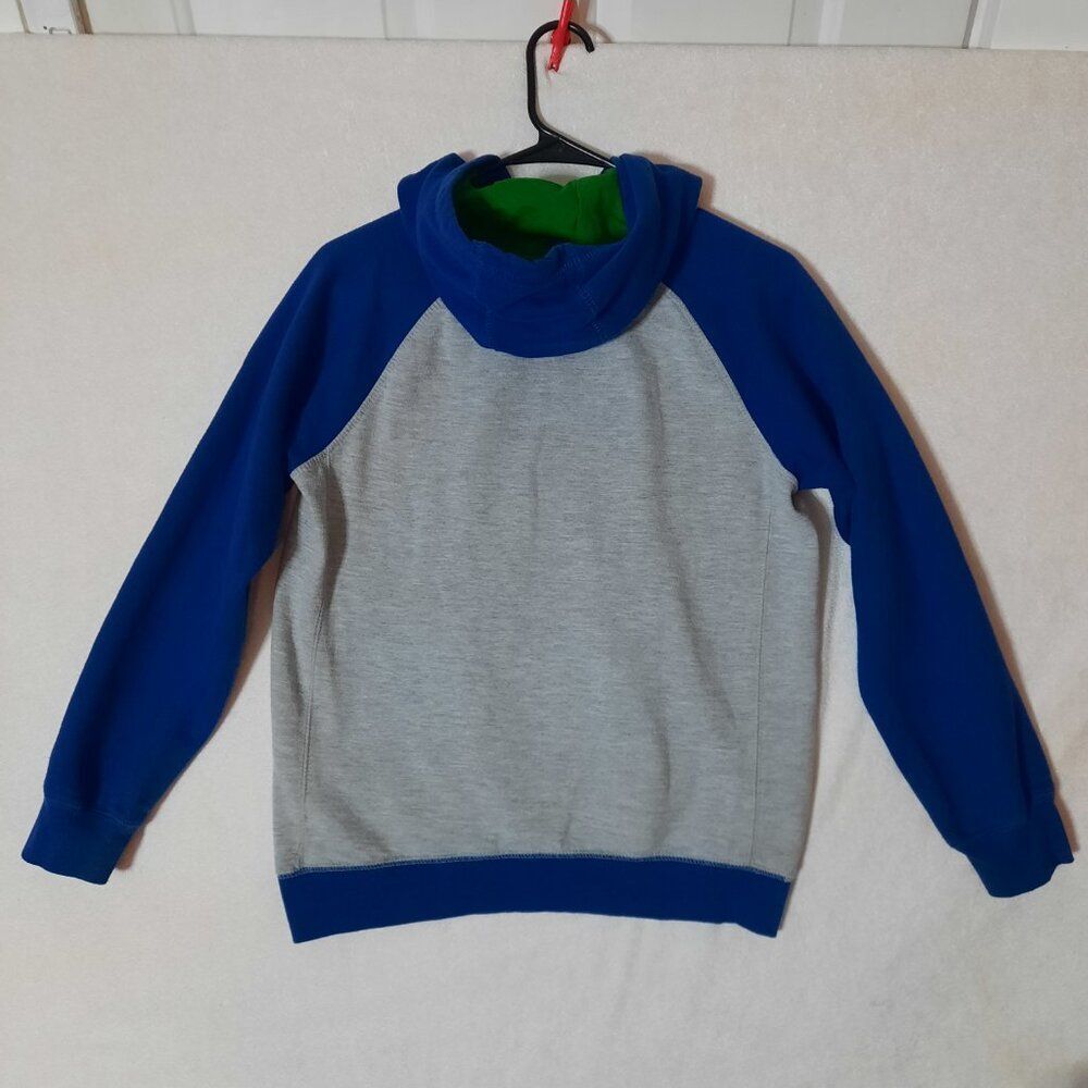VTG Y2K ADIDAS Color Block Big Center Logo Hoodie Youth Lg Grey Blue Green, 90s - Picture 2 of 11